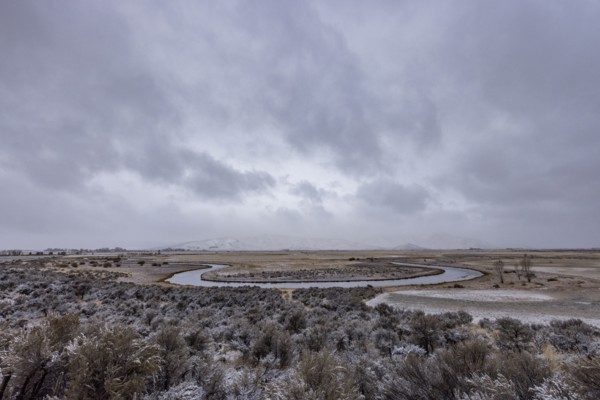 Winter sky over spring creek