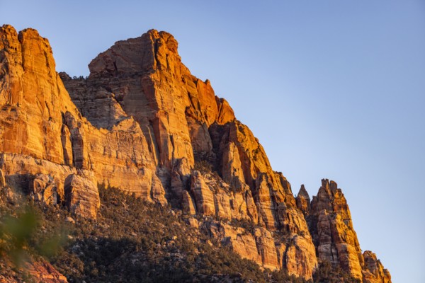 Red cliffs at sunset in Zion National Park