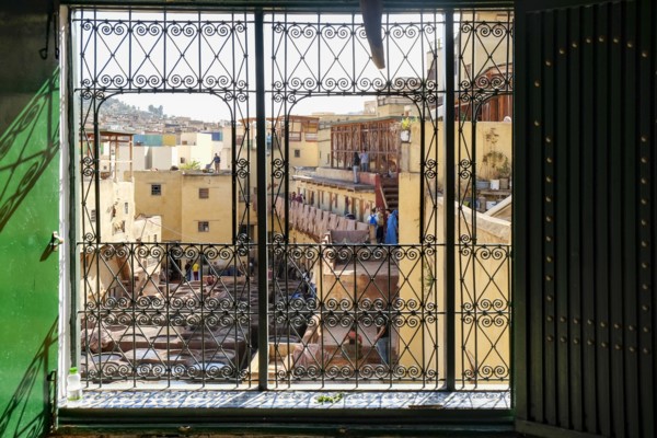 Tannery section of medina where hides are tanned