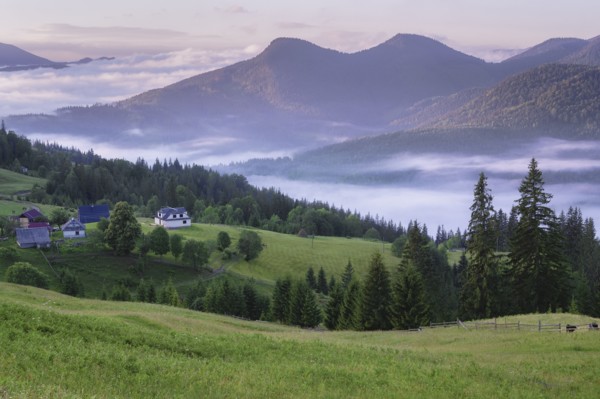 Rolling landscape in Carpathian Mountains