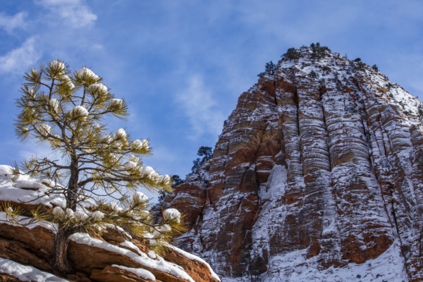 Scenic view of mountain peak in winter
