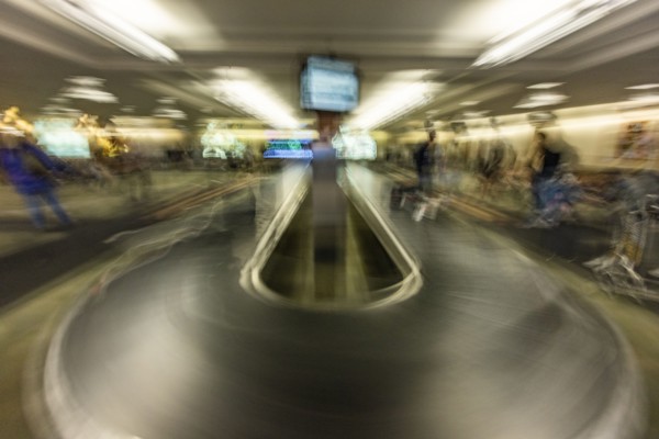 Blurred image of baggage claim area on airport