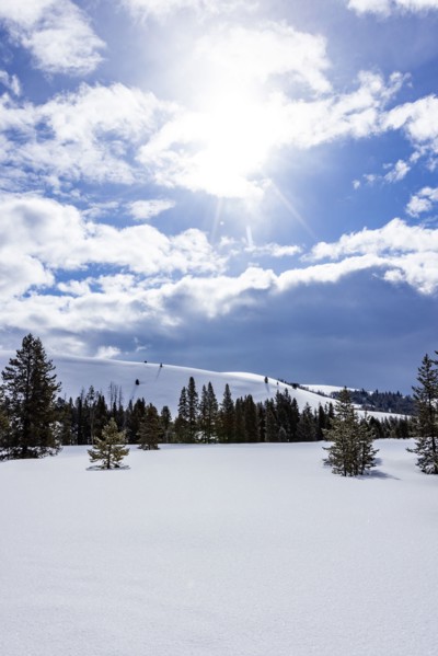 Sunny day in mountains at winter