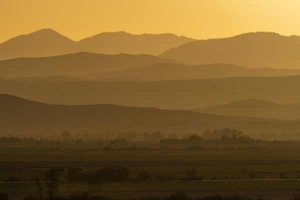Mountain layers during sunset near Sun Valley