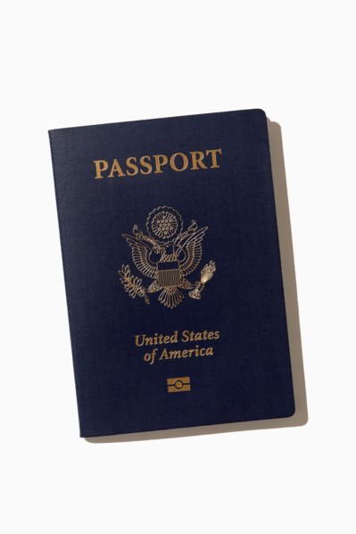 American passport on white background, New York, NY, USA