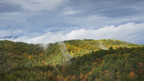 USA, Tennessee, Pittman Center, Forested Smoky Mountains in early morning sunlight, , Tennessee,