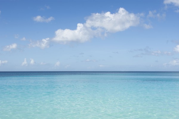 USA, United States Virgin Islands, Clouds over calm Caribbean Sea, St. John, United States Virgin