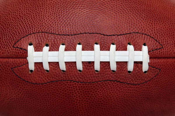Close-up of American football ball, New York, New York, USA
