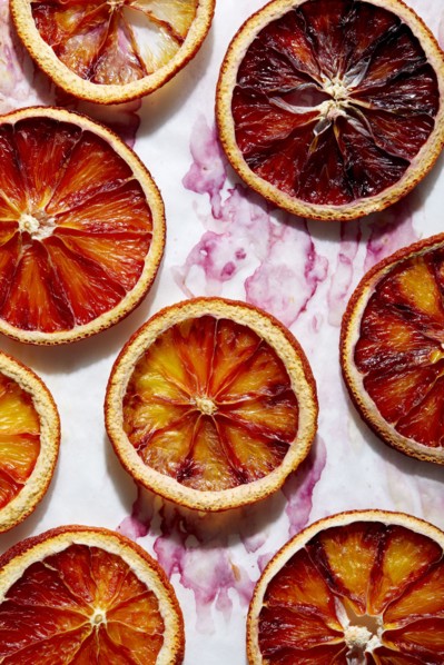 Close-up of dried blood orange slices, New York, New York, USA