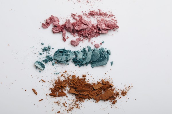 Studio shot of colorful eyeshadow on white background, New York, New York, USA