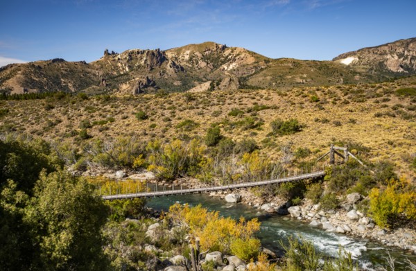 Livestock bridge over Traful River on Estancia Arroyo Verde, Estancia Arroyo Verde, Nequen