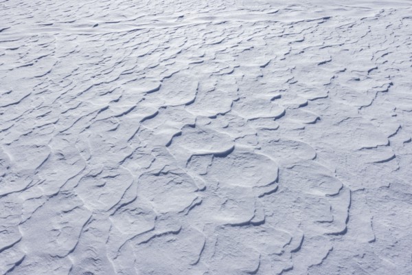 Wind-created patterns in snow crust, Sun Valley, Idaho, USA