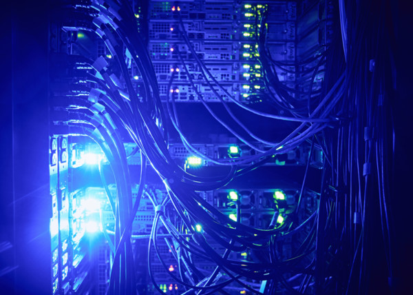 Close-up of hard drives and cables in data center
St, George, Utah, USA