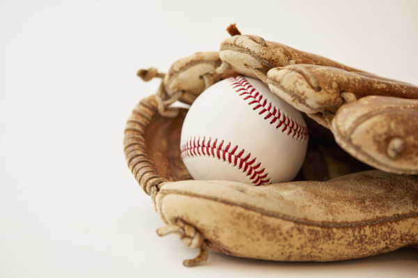 Studio shot of baseball mitt with hard ball
New York City, NY USA