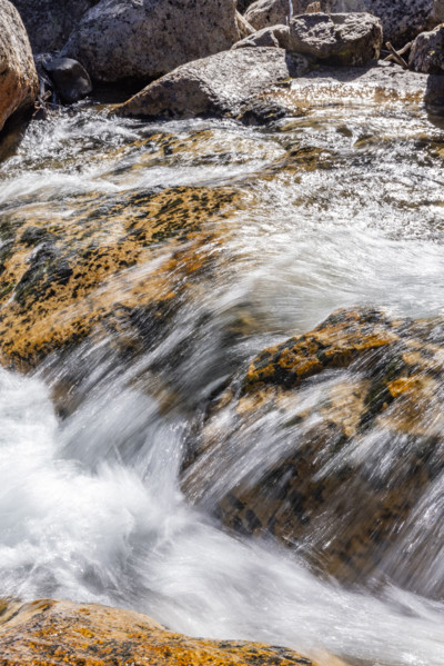 Close-up of Redfish Creek, blurred motion. Stanley, Idaho, USA.