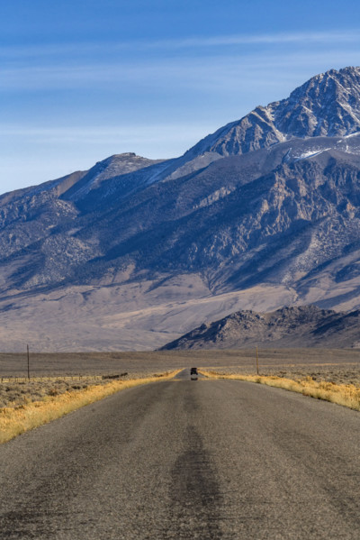 Empty rural road over Trail Creek Pass. Mackay, Idaho, USA.