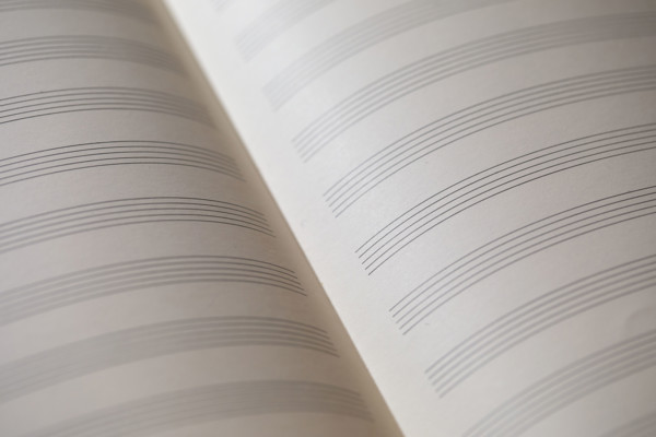 Close-up of blank sheet music paper . New York City, New York State, USA.