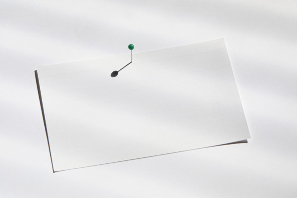 Blank notecard on white background. New York City, New York State, USA.