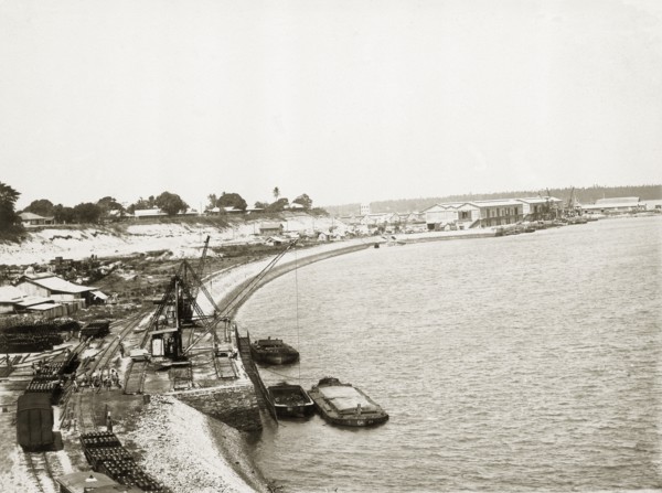 Railway depot at Kilindini harbour. A railway depot at Kilindini harbour showing transport barges