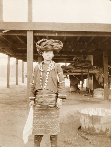 Kachin woman in traditional dress. Portrait of a Kachin woman dressed in traditional costume. She