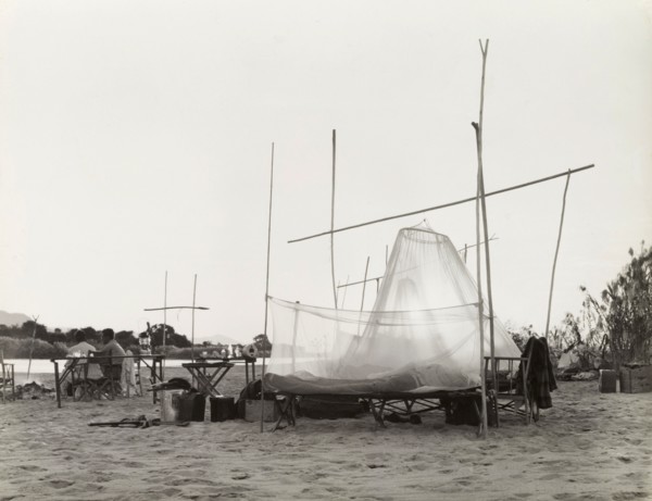 Camping on the banks of the Zambezi River. The camp site of a District Commissioner on the banks of