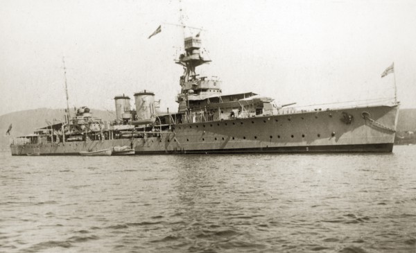 HMS Danae. Light cruiser HMS Danae, one of the ships that participated in the world cruise of the