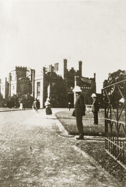 Government House, Adelaide. Uniformed guards on the driveway leading up to Government House.