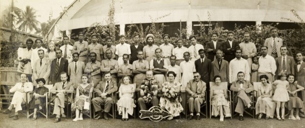 Staff at Telcalemit Ltd., Calcutta. Group portrait of the mixed race staff of Tecalemit Ltd. (TEC),