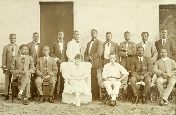 Alfred Tamlin and Miller Brothers staff. Formal group portrait of Alfred Tamlin and his wife