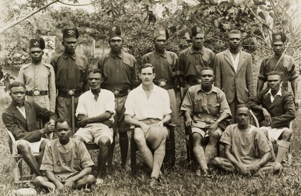 Akim Oda Forest Reserve staff. Group portrait of African staff at the Akim Oda Forest Reserve, with