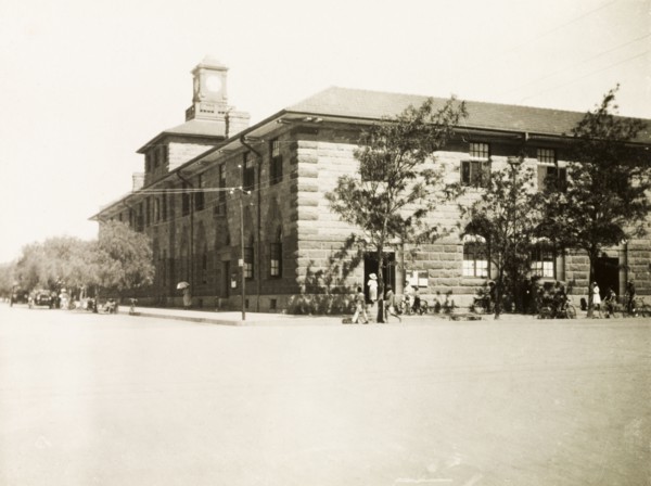 Post Office in Bulawayo. View of the Post Office in Bulawayo, a large stone building with a