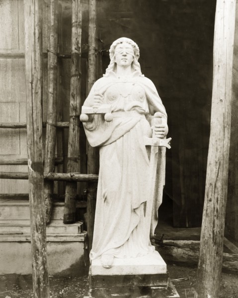 The Statue of Justice. The Statue of Justice stands outside the Law Courts. Measuring 2.7 metres in
