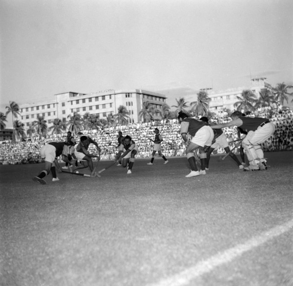 Pre-Olympic hockey match. A pre-Olympic hockey match between national teams from Kenya and Goa.