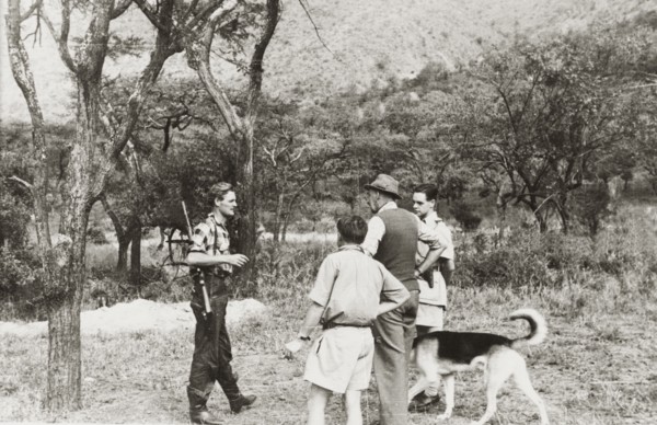 Farmers form a Home Guard patrol. European farmers, armed with rifles and dogs, meet for a Home