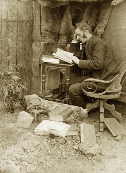 Reverend Thomas St John Parry Pughe. Staged outdoors portrait of 'Tom', the Reverend Thomas St John
