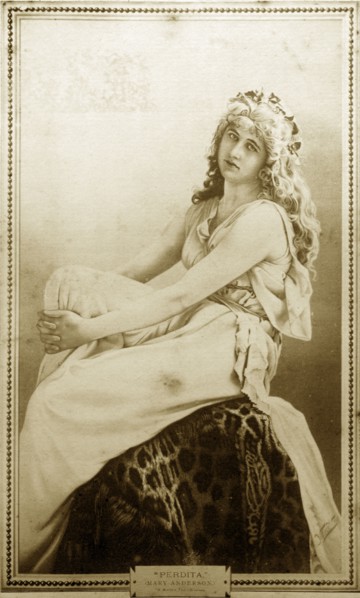 Mary Anderson as 'Perdita'. Photograph of a printed portrait featuring actress Mary Anderson