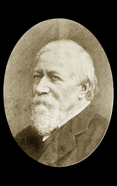 Portrait of Robert Browning. A photograph of an etched portrait featuring the prominent English