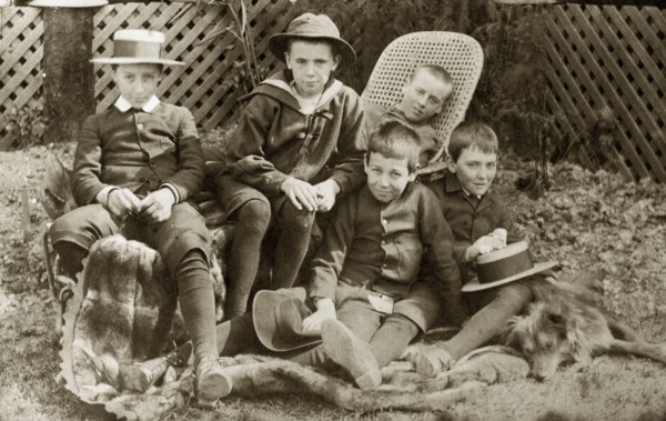 Five boys, Australia. Outdoors portrait of five small boys connected with the Brodribb family in
