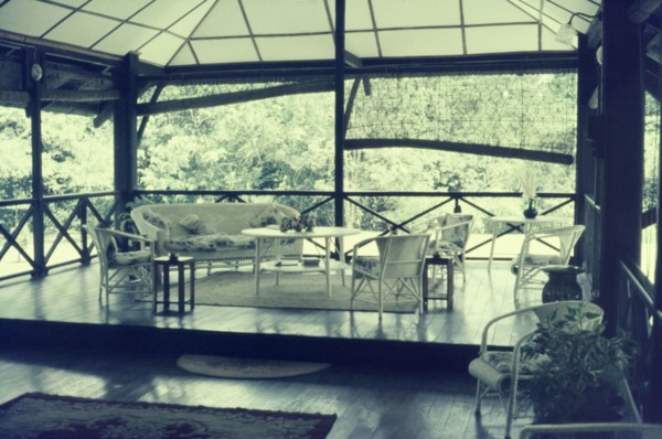 Veranda at the Panitola tea estate. The veranda attached to the Superintendent's bungalow ('burra