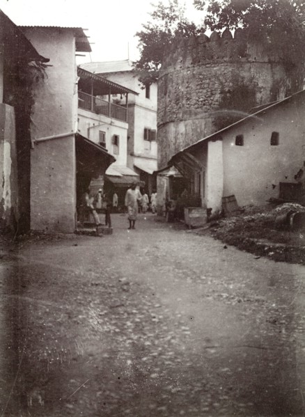 Zanzibar street. A small street in Zanzibar winds up a hill in the city centre. Zanzibar