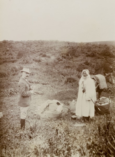 European excursion, Morocco. A European man identified as 'Hunter', talks with his local guide or