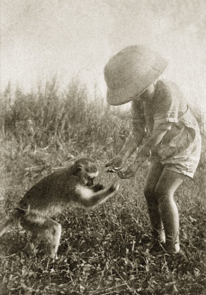 Charlie Trotter and Marmaduke. A young Charles Trotter, aged around five years, wears a solatopi