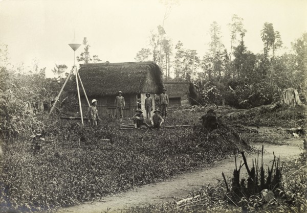 British surveying team on the Bernam base line. Mid Base Station' of a British survey team on the