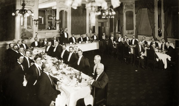 Bank of Bengal Dinner Club. Group portrait of the fourth annual dinner of the Bank of Bengal Dinner