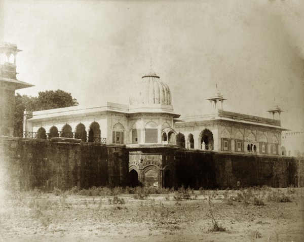The Delhi Fort. Exterior wall of the Delhi Fort, also known as the 'Red Fort' due to the high,