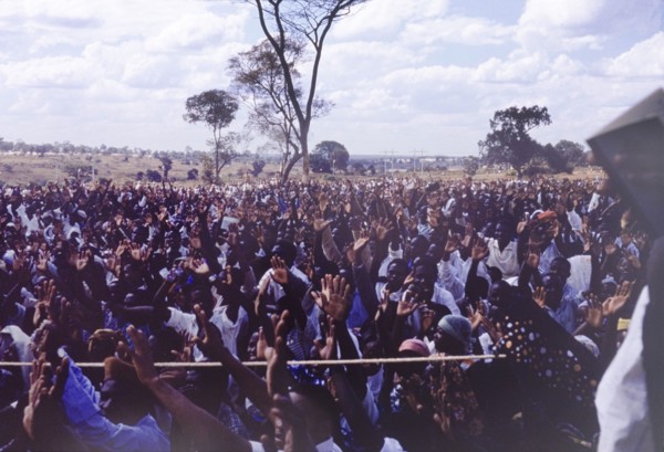 Crowds at an United National Independence Party rally. Supporters at the United National