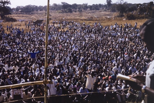 Crowd at United National Independence Party rally. View over a crowd of followers at a political