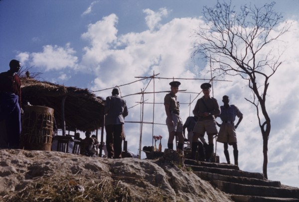 United National Independence Party rally. Policemen and organizers await the arrival of the United