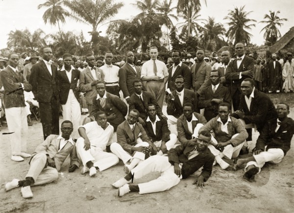H. Montmorency at Empire Day celebrations. District Officer H. Montmorency (the European man in the