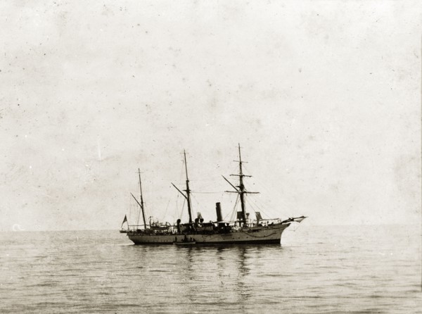 HMS 'Odin' at sea. HMS 'Odin', a naval steamer belonging to the Persian Gulf Operations Fleet.